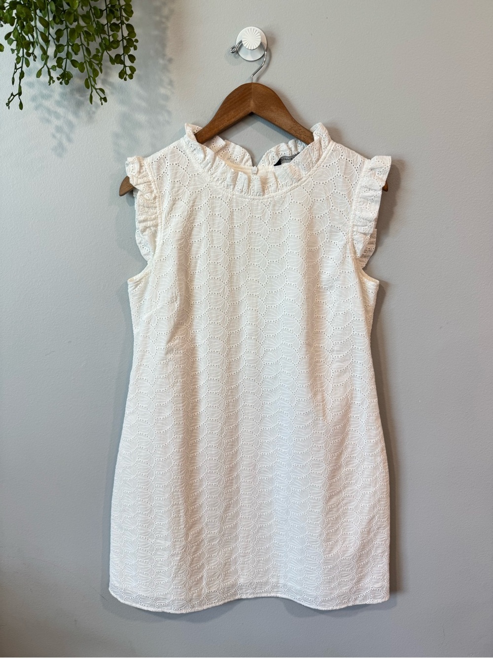 Duffield Lane White Eyelet Ruffle-Trim Midi Dress
